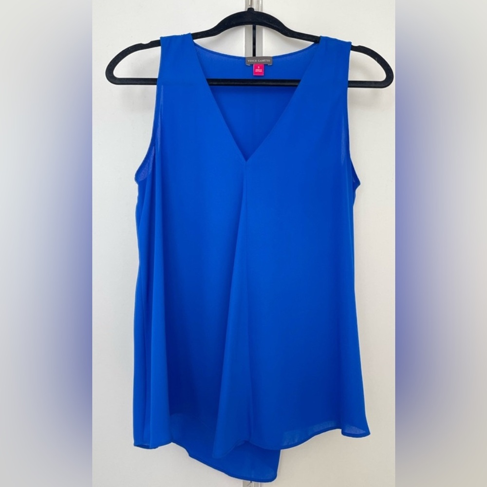 Vince Camuto Chiffon Blue Sleeveless V-Neck Top